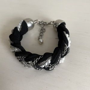 Black and Silver Braided Bracelet